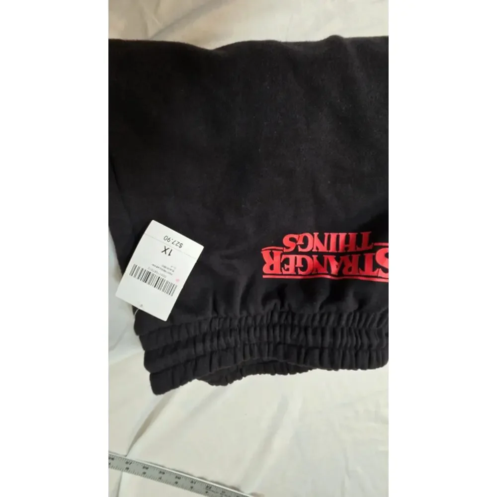 Stranger Things Joggers 1X NWT Black Netflix Sweatpants Logo Lounge